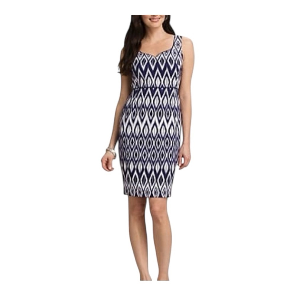 Dressbarn Women's Sleeveless Geometric Midi Sheath Dress- Size 4